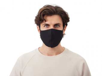Маска для лица многоразовая из хлопка, анатомической формы без шва (черный)