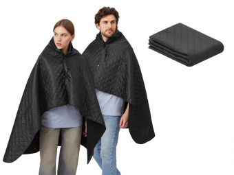 Плед-пончо 2-в-1 Cappy с капюшоном и мешком (черный)