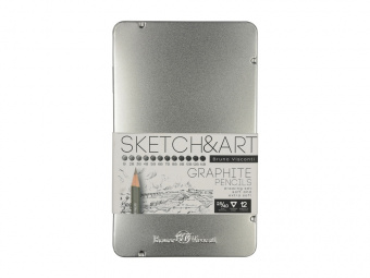Набор из 12 чернографитовых карандашей Sketch & Art В - 14В (серебристый)