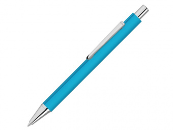 Ручка шариковая металлическая Pyra soft-touch с зеркальной гравировкой (голубой)