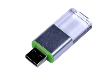 USB 2.0- флешка промо на 32 Гб прямоугольной формы, выдвижной механизм (зеленый)