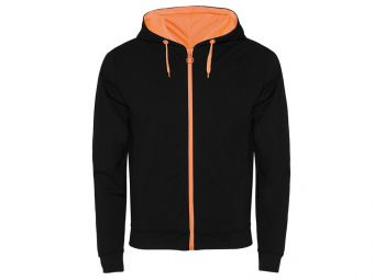 Толстовка на молнии Fuji унисекс (черный, неоновый оранжевый)