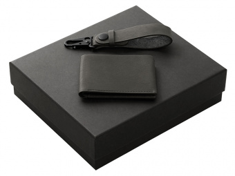 Подарочный набор Long River: кошелек, ремешок для ключей (черный)