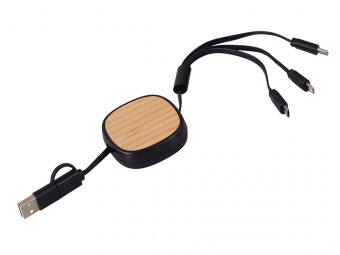 Универсальный кабель с ретрактором 3-в-1 Retrax (черный)