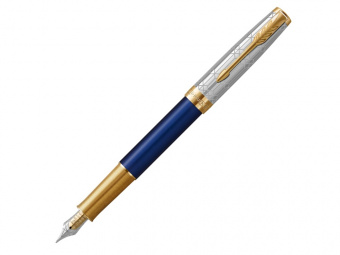 Ручка перьевая Parker Sonnet QUEEN’S Platinum jubilee 2022 18K, M (золотистый, синий, серебристый)