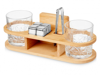 Набор для виски на бамбуковой подставке Boulevardier (натуральный, прозрачный)