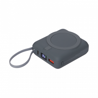 Внешний аккумулятор с подсветкой Ritter PD 10000mAh с функцией беспроводной зарядки 15W, серый