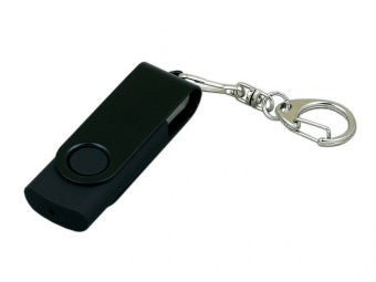 USB-флешка промо на 32 Гб с поворотным механизмом и однотонным металлическим клипом (черный)