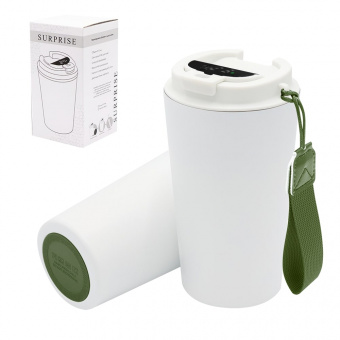 Термокружка Surprise To Go с индикатором, белая/хаки Термокружка Surprise To Go с индикатором, белая/хаки