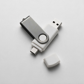 USB3.0/USB Type-C флешка на 32 Гб Квебек C (белый)