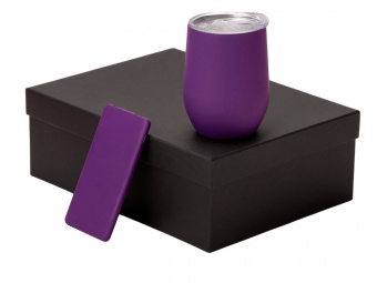 Подарочный набор COLOR IT с термокружкой и повербанком (фиолетовый)