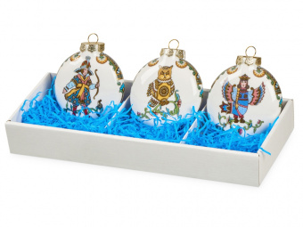 Набор новогодних игрушек, 3 шт (белый, разноцветный)