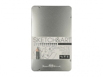 Набор из 12 чернографитовых карандашей Sketch & Art 2Н - 9В (серебристый)