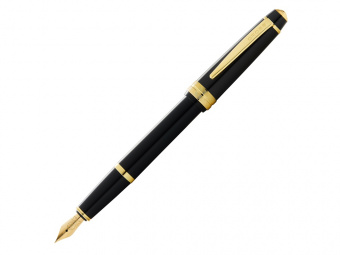 Ручка перьевая Bailey Ligh Polished Black Resin and Gold Tone, перо F (черный)