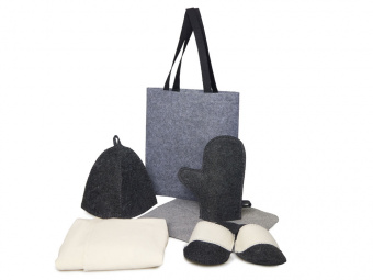 Банный набор с килтом Healing, мужской (серый, белый)