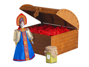 Подарочный набор: кукла фарфоровая, крем-мёд с лаймом и имбирем (красный, разноцветный)