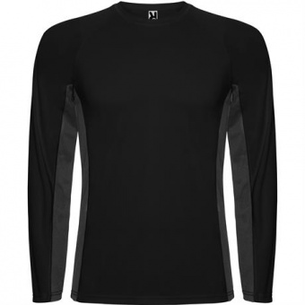 Спортивная футболка SHANGHAI L/S мужская, ЧЕРНЫЙ/ТЕМНЫЙ ГРАФИТ 2XL