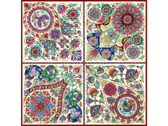 Платок Русская эмаль пёстрая (красный, разноцветный)