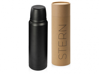 Вакуумный термос с медной изоляцией Stern, крафтовый тубус, 1000 мл (черный)