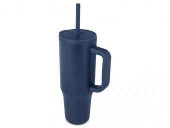 Герметичная термокружка Brady с силиконовой трубочкой, переработанная сталь, 900 мл (темно-синий)