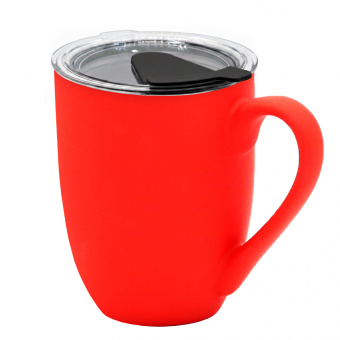 Кружка с крышкой Velvet Duo, софт-тач, красная/чёрная