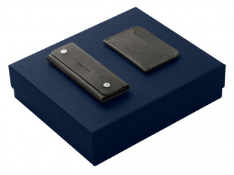 Подарочный набор Long River: картхолдер, ключница (черный, синий)