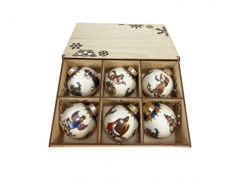 Набор новогодних шаров, 6 шт (белый, разноцветный)