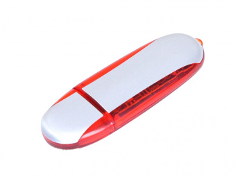 USB 2.0- флешка промо на 64 Гб овальной формы (серебристый, красный)