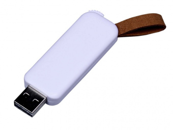 USB 3.0- флешка промо на 64 Гб прямоугольной формы, выдвижной механизм (белый)
