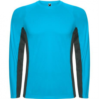 Спортивная футболка SHANGHAI L/S мужская, БИРЮЗОВЫЙ/ТЕМНЫЙ ГРАФИТ L