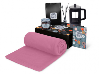 Подарочный набор Re:y. Vive с пледом, френч-прессом и кофе (пыльная роза)