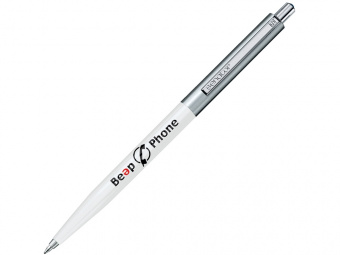 Ручка пластиковая шариковая Point Polished Metal (серебристый, белый)