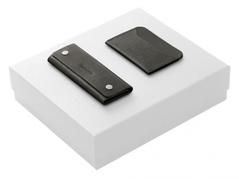 Подарочный набор Long River: картхолдер, ключница (черный, белый)