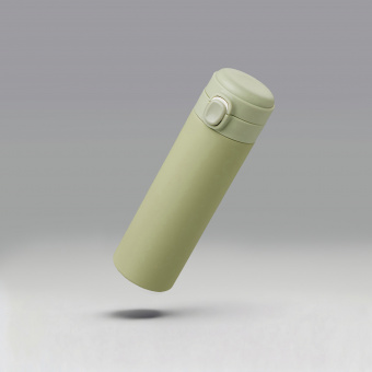 Вакуумная термокружка c кнопкой Guard, soft-touch, 400 мл, тубус (оливковый)