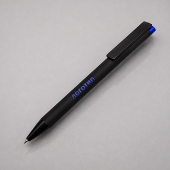 Ручка металлическая шариковая Taper Metal soft-touch (черный, синий)