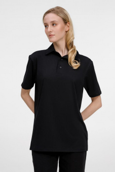 Рубашка поло унисекс Senti, черная Рубашка поло унисекс Senti, черная