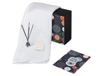 Подарочный набор Re:y. Cocoon с пледом, свечой и диффузором (белый)