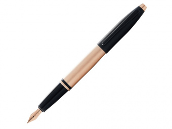 Ручка перьевая Calais Brushed Rose Gold Plate and Black Lacquer, перо M (золотистый)