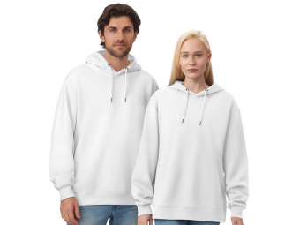 Толстовка с капюшоном оверсайз Lisbon унисекс (белый)