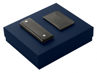 Подарочный набор Long River: картхолдер, ключница (черный, синий) Подарочный набор Long River: картхолдер, ключница (черный, синий)