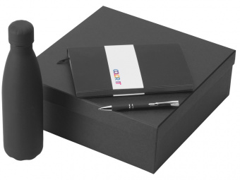 Подарочный набор Color it с блокнотом, металлической ручкой и термобутылкой (черный)