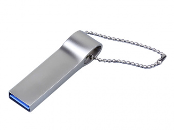 USB 3.0-флешка на 16 Гб с мини чипом и боковым отверстием для цепочки (серебристый)