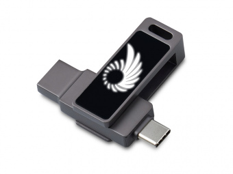 USB3.0/ Type-C флешка 2в1 на 32 ГБ Спинлайт с подсветкой (темно-серый)