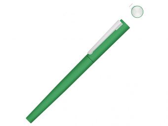 Ручка металлическая роллер Brush R GUM soft-touch с зеркальной гравировкой (зеленый)