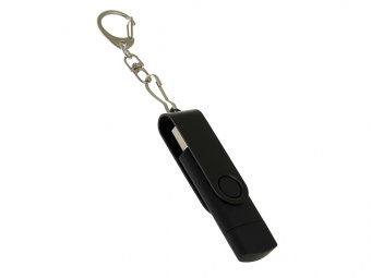 USB 3.0- флешка на 256 Гб с поворотным механизмом и дополнительным разъемом Type-C (черный)