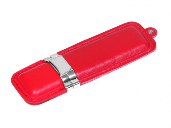 USB-флешка на 16 Гб классической прямоугольной формы (красный, серебристый)