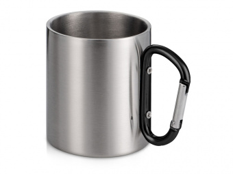 Кружка из стали с ручкой-карабином Elbrus (серебристый, черный)