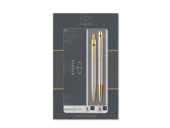 Набор Parker IM Core Brushed Metal GT: ручка шариковая, ручка роллер (серебристый)