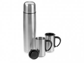 Набор Коретто: термос и 2 термокружки v.2 (серебристый)