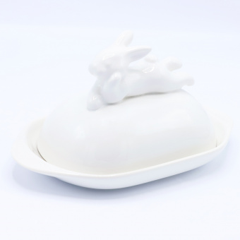 Маслёнка с кроликом, 380 мл, Белый